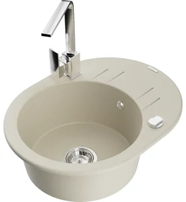 Mexen Kevin, drez granitový 586x458x190 mm, 1-komorový a chrómová Rita, béžová, 6517-69-670300-00