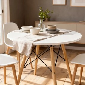 Jedálenský stôl LOFT biely / naturálny