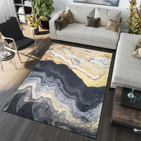 Čierny dizajnový koberec s abstraktným vzorom Šírka: 80 cm | Dĺžka: 150 cm