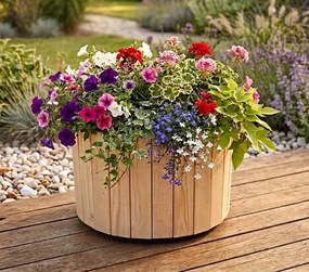 AMADEA Drevený dizajnový obal s plastovou nádobou vo vnútri, 54x54x30 cm