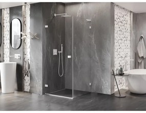 Mexen Lunar-B L, sklápací sprchový kút ľavý 70 x 70 cm, 8mm číre sklo, biely profil, 832L-070-070-20-00-L