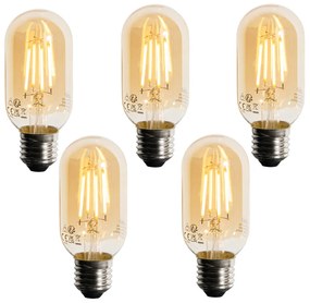 Sada 5 stmievateľných LED žiaroviek E27 T45, zlaté, 4W 300 lm 2200K
