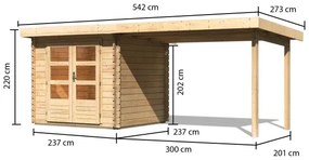 Drevený záhradný domček BASTRUP 2 s prístavkom Lanitplast