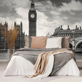 Samolepiaca fototapeta Big Ben v Londýne v čiernobielom - 450x300