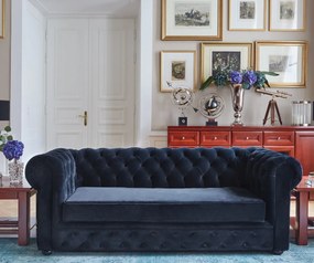 Elegantná 3-miestna sedačka Chesterfield – rozkladacia na spanie