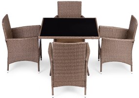 MultiGarden Súprava záhradného nábytku z technorattanu 4 stoličky + stôl MultiGarden