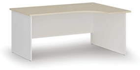 Kancelársky rohový pracovný stôl PRIMO WHITE, 1600 x 1200 mm, pravý, biela/dub prírodný