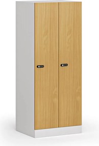 Šatníková skrinka S1 znížená, 2 oddiely, 1500 x 600 x 500 mm, demont, mechanický kódový zámok, laminované dvere, buk