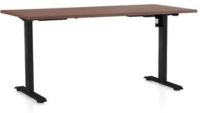 Výškovo nastaviteľný stôl OfficeTech A, 160 x 80 cm, čierna podnož, orech
