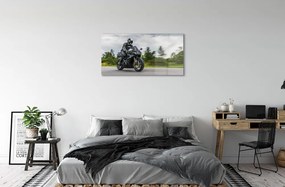 Obraz na skle Motocykel cesty mraky neba 120x60 cm