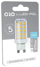 LED žiarovka G9 PREMIUM 4W Farba: Studená biela 6500K