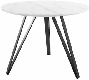 Jedálenský stôl Tetis, priemer 100 cm, mramor / čierna