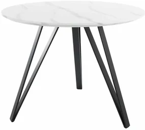 Jedálenský stôl Tetis, priemer 100 cm, mramor / čierna