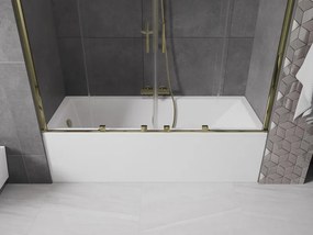 Mexen Velar Duo, 2-krídlová posuvná vaňová zástena 200 x 150 cm, 8mm číre sklo, zlatý lesklý profil, 896-200-000-02-50