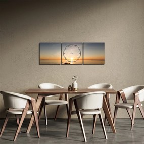 Obraz - kajak na mori (s hodinami) (90x30 cm)