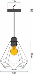 Toolight - Závesná lampa kovová 392197, zlatá, OSW-09680