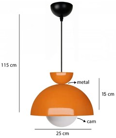 Oranžové závesné svietidlo s kovovým tienidlom ø 25 cm Arta – Opviq lights