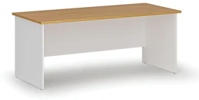 Kancelársky písací stôl rovný PRIMO WHITE, 1800 x 800 mm, biela/buk