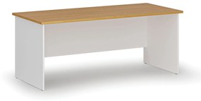 Kancelársky písací stôl rovný PRIMO WHITE, 1800 x 800 mm, biela/buk