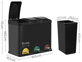 Koš na tříděný odpad Galipa 3x15 l černý