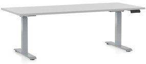 Výškovo nastaviteľný stôl OfficeTech D, 180 x 80 cm, sivá podnož, svetlo sivá