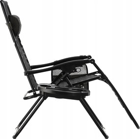 CH Záhradné skladacie relaxačné kreslo Zero II – čierna