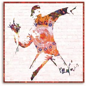 Gario Obraz na plátne Banksy hooligan s kyticou kvetov Rozmery: 40 x 40 cm
