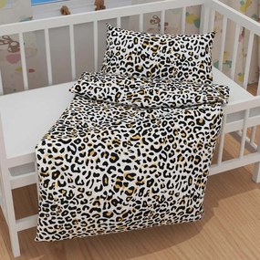 Biante Detské bavlnené posteľné obliečky do postieľky Sandra SA-409 Leopardí vzor na bielom Do postieľky 90x120 a 40x60 cm