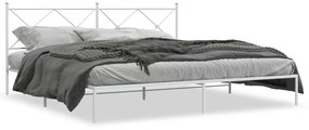 Kovový rám postele s čelom biely 200x200 cm 376558