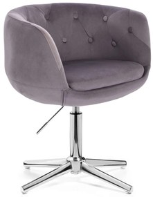 LuxuryForm DESIGN Kreslo MONTANA VELUR na striebornom kríži - sivé