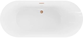 Mexen Roxy, voľne stojaca vaňa 180 x 85 cm, biela, medený matný prepad, 51201808500-65