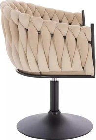 LuxuryForm DESIGN Stolička NORDEN VELUR na čiernom tanieri - krémová