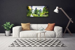 Obraz na plátne Les vodopád slnko príroda 120x60 cm