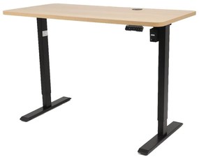 Výškovo nastaviteľný elektrický stôl BestBerg BBAT-14BWD / rozmer 140x70 cm / výška 93,4-125,4 cm / čierna/drevo