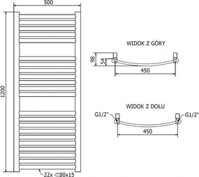 Mexen Helios, vykurovacie teleso 1200 x 500 mm, 448 W, zlatá, W103-1200-500-00-50