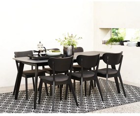 Čierna dubová jedálenská stolička s tmavosivým sedadlom Rowico Cato