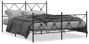Kovový rám postele s čelom a podnožkou čierny 160x200 cm 376523