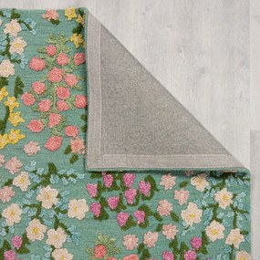 Ručne tkaný vlnený koberec v mentolovej farbe 200x290 cm Emilia Floral – Flair Rugs