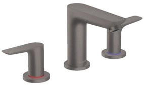 Hansgrohe Talis E, trojotvorová umývadlová batéria s odtokovou súpravou s ťahadlom, kefovaná čierna chrómová, HAN-71733340