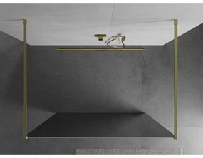 Mexen Kioto, sprchová zástena Walk-In 110 x 200 cm, 8mm sklo vzor zrkadlo, zlatý matný profil, 800-110-002-55-50