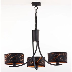 Jupiter 2106- Luster na reťazi ARTHUR 3xE27/15W/230V čierna/oranžová/mramorový dekor