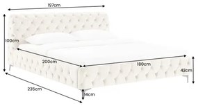 Posteľ 43256 180x200cm Modern Barock Zamat Champagner  - Komfort-nábytok