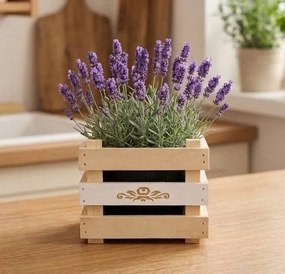 AMADEA Drevený obal s kvetináčom s motívom čipky, 17x17x15cm Český výrobok