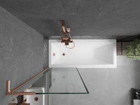 Mexen Next L, 1-krídlová vaňová zástena 70 x 150 cm, 6mm číre sklo-čierny vzor, medený profil, 895-070-000-03-70-65