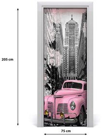 Fototapeta samolepiace na dvere ružové auto 75x205 cm