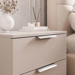 NOČNÝ STOLÍK MARION 2S KAŠMÍR STRIEBORNÉ ÚCHYTKY LED