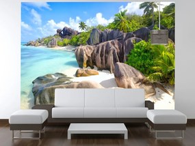 Gario Fototapeta Tropický ostrov La Digue Veľkosť: 268 x 240 cm, Materiál: Vliesová