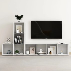 3-dielna súprava TV skriniek biela drevotrieska 3080024