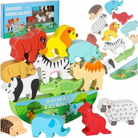 KIK Drevená balančná hra Safari – Montessori puzzle so zvieratkami