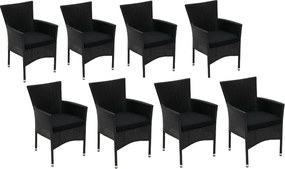 Záhradné ratanové kreslo 8 ks HAMBURG, antracit